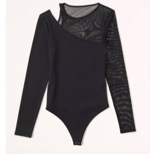 Abercrombie & Fitch long sleeve asymmetrical mesh bodysuit size small